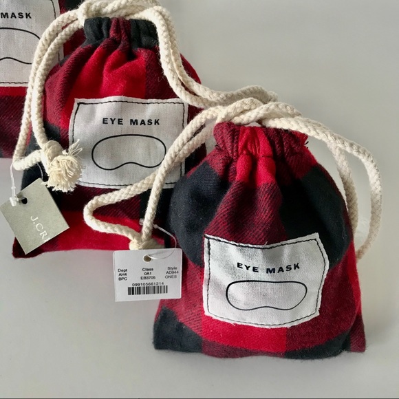 NWT J.Crew Red Buffalo Check Plaid Sleep Mask - Picture 9 of 10